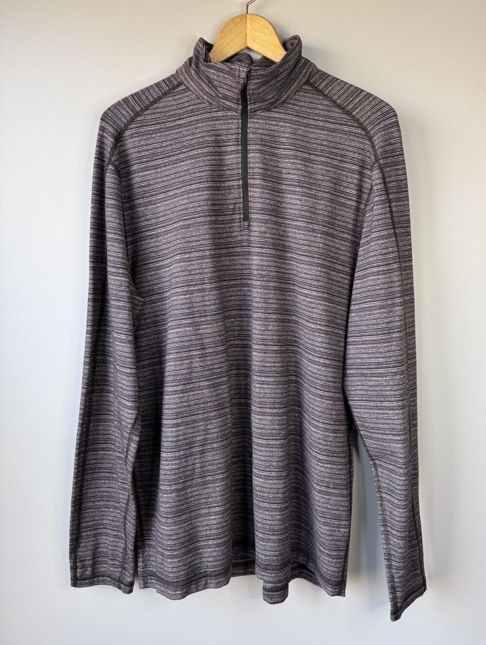 Lululemon Mens Size XL Surge Warm 1/2 Zip Pullover Striped Black Cherry